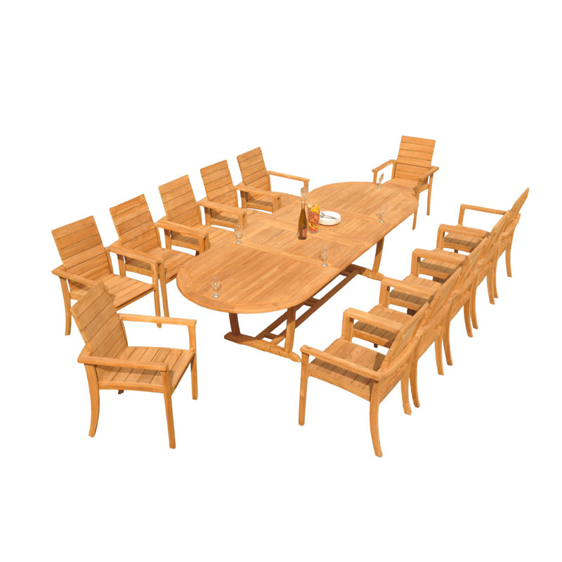 Teak Smith Algrave Oval 12 - Person 117" Long Teak Dining Set | Wayfair